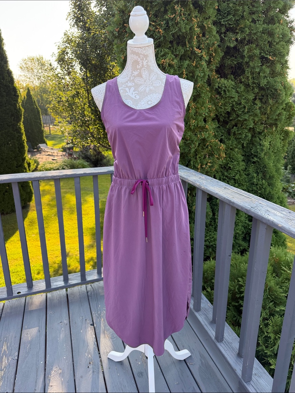 Calia Sleeveless purple Drawstring Waist Casual Dress sz L